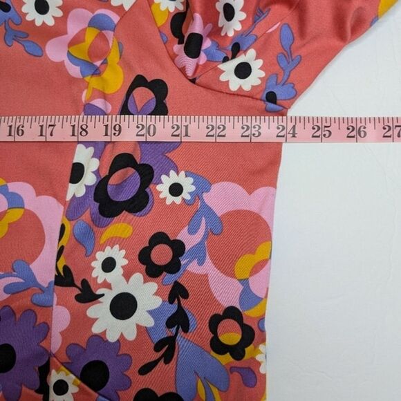 Bob Mackie Womens Floral Jacket 3/4 Sleeve Full Zip Coral XL - Picture 7 of 11